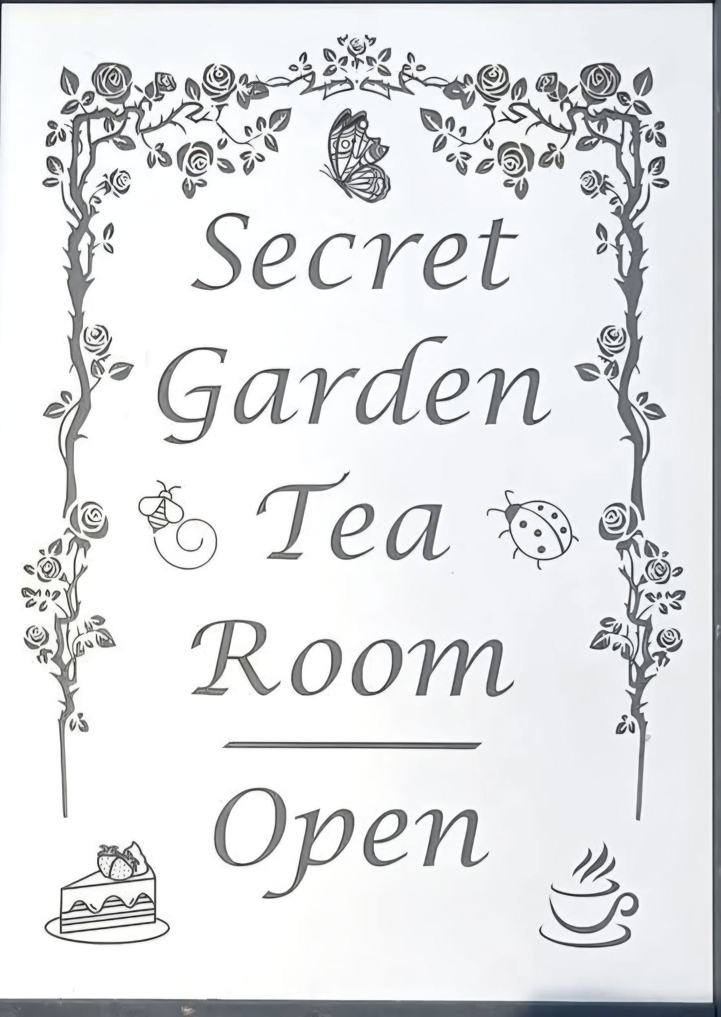 The Secret Garden Tea Room sign